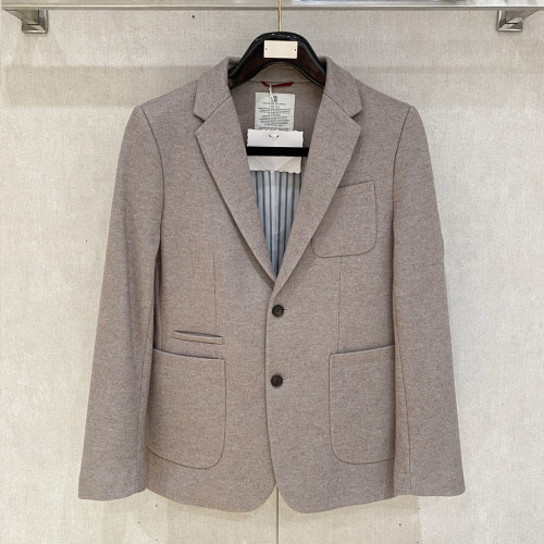 브루넬로 쿠치넬리 2025 가을/겨울 신상품 혼방 원단 남성 슬림 수트 재킷 밝은 베이지색