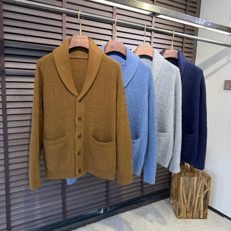 브루넬로 쿠치넬리 2025년 가을 신상품 스탠드업 칼라 카디건 스웨터